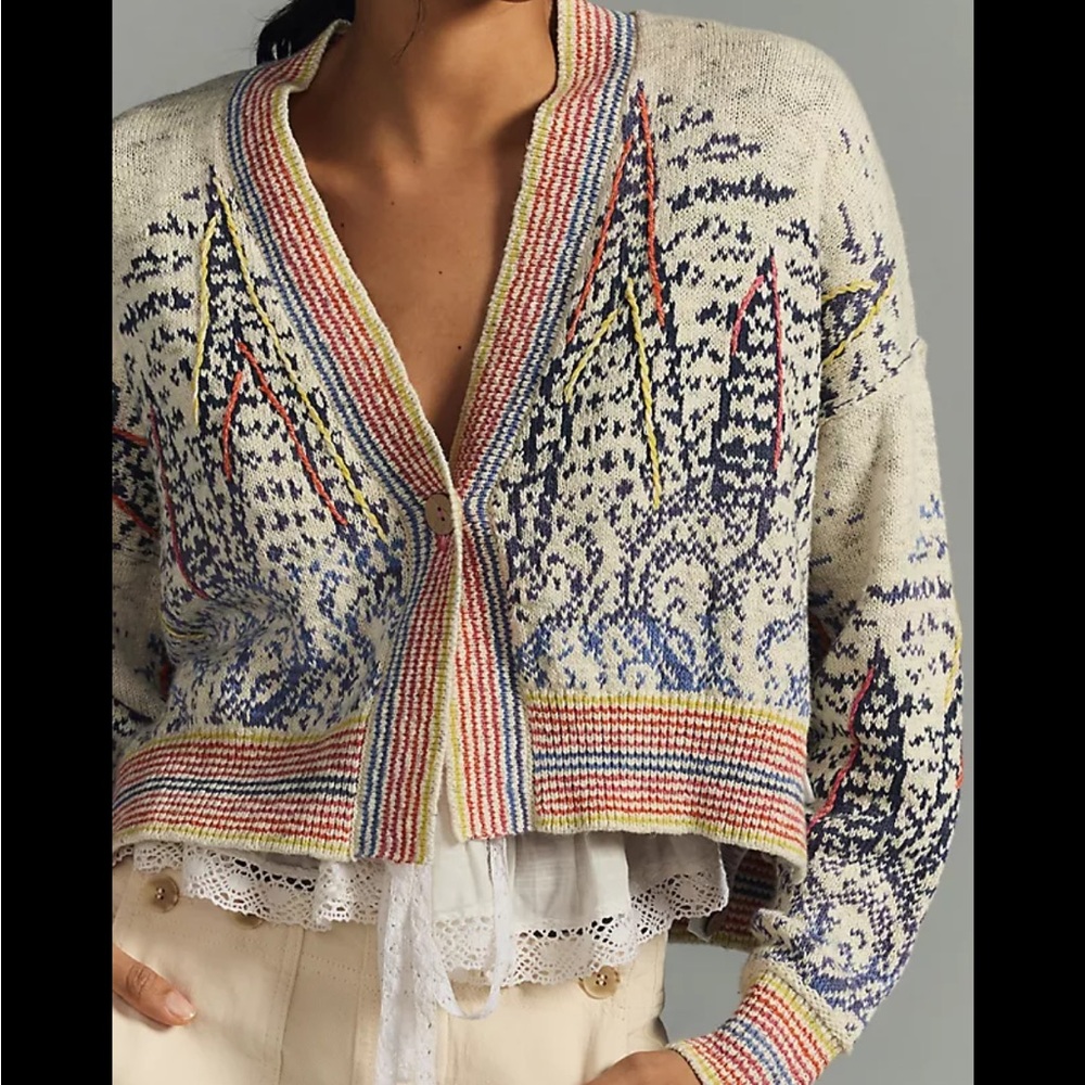 Anthropologie Pilcro Cropped Cardigan Sweater - Multicolor